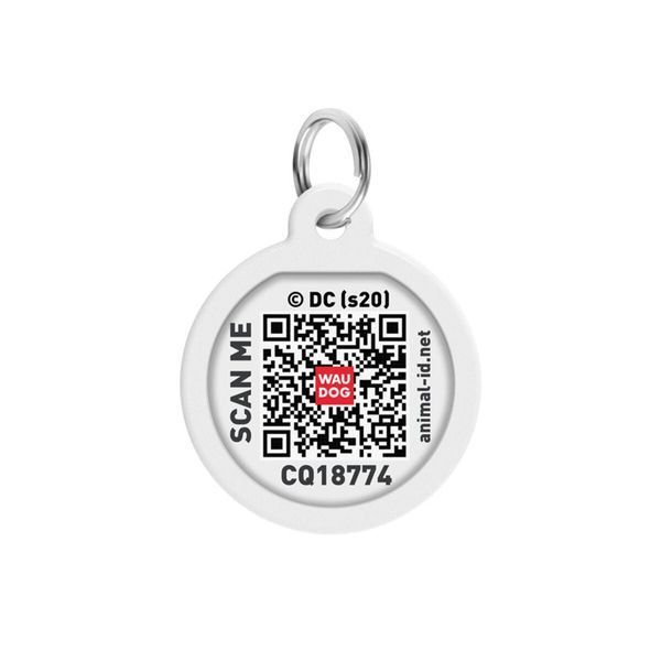 Адресник для собак та котів металічний WAUDOG Smart ID з QR паспортом, малюнок "Робота для Супермена", круг, Д 25 мм 0625-1016ru-eng фото