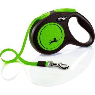 Повідець-рулетка Flexi для собак Neon стрічка зелена розмір M 5 м/ 25 кг CL21T5.251.S NEOG фото