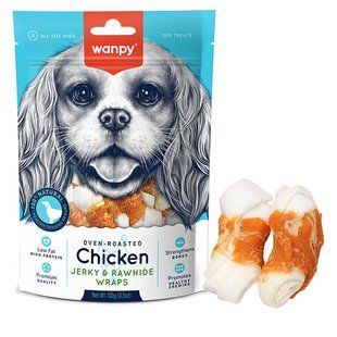 Wanpy Chicken Jerky & Rawhide Wraps ВАНПИ КОСТЬ С ВЯЛЕНОЙ КУРИЦЕЙ лакомство для собак CD-08H фото
