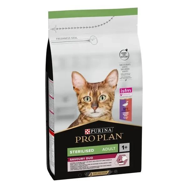 Сухой корм PRO PLAN Sterilised Adult 1+ Savoury Duo для взрослых стерилизованных кошек с уткой и печенью, 1.5 кг 7613036732369 фото