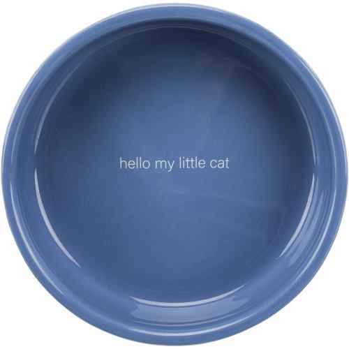 Миска Trixie для котів короткомордих порід Hello my little cat синя/біла керамічна 15 см 300 мл 24770 фото